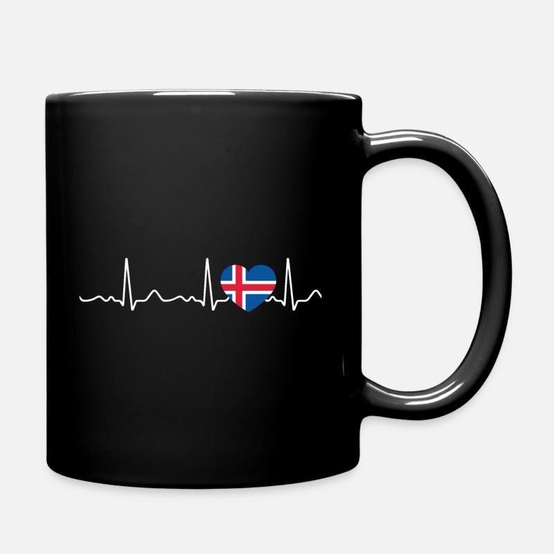 Islande - rythme cardiaque, pouls, ligne cardiaque, ECG - Mug uni - noir