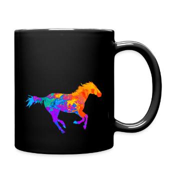 Pferd Pferde Pferdesport Pferdemädchen - Tasse einfarbig - Schwarz - Rechts