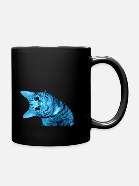 lächelnde Katze - Tasse einfarbig - Schwarz