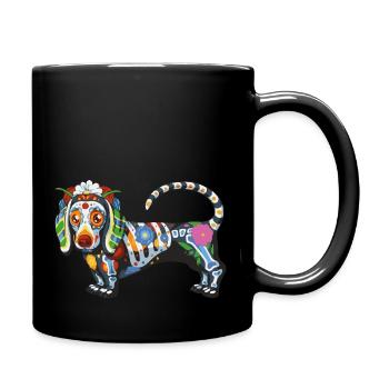Sugar Skull Mexican Dachshund Bone Halloween Dog - Tasse einfarbig - Schwarz - Rechts