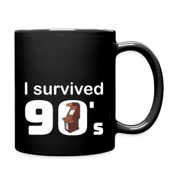 Ich überlebte die 90er Arcade Videospiel Automaten - Tasse einfarbig - Schwarz - Rechts