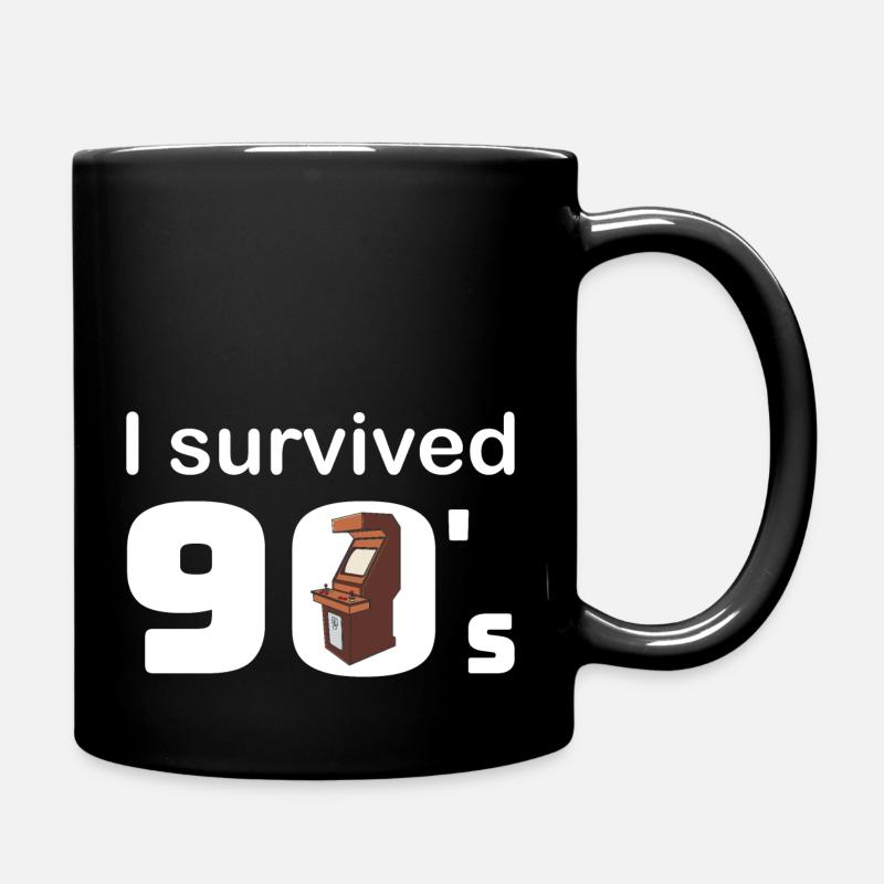 Ich überlebte die 90er Arcade Videospiel Automaten - Tasse einfarbig - Schwarz