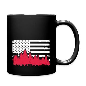 usa flag wildlife forest design - Full Colour Mug - black - Right