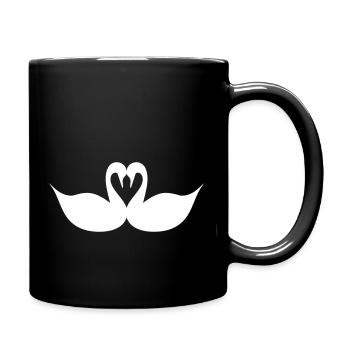 Verliebte Schwäne - Tasse einfarbig - Schwarz - Rechts