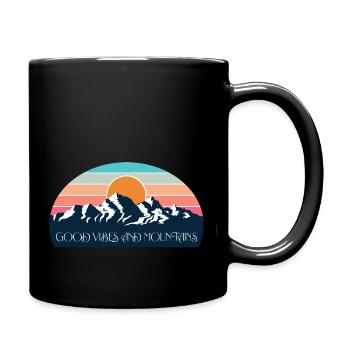 Good Vibes and Mountains Retro - Full Colour Mug - black - Right