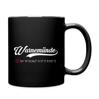 Warnemünde Koordinaten - Tasse einfarbig - Schwarz - Rechts