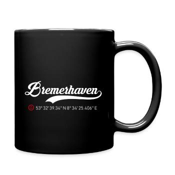 Bremerhaven Koordinaten - Tasse einfarbig - Schwarz - Rechts