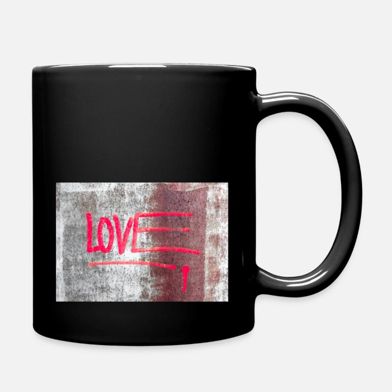 LOVE painted on rusty panel - Full Colour Mug - black