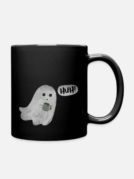 Huh Kaffee Gespenst - Tasse einfarbig - Schwarz