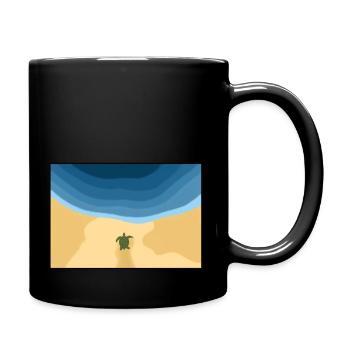 Tortue d’image de plage sur son chemin vers l’eau - Mug uni - noir - Droite