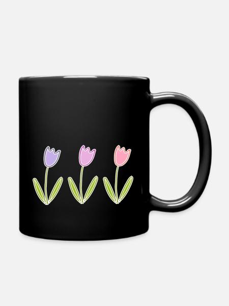 Tulpen Blumen - Tasse einfarbig - Schwarz