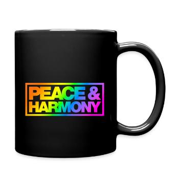 Typo Peace Harmony Kontur Rainbow - Tasse einfarbig - Schwarz - Rechts