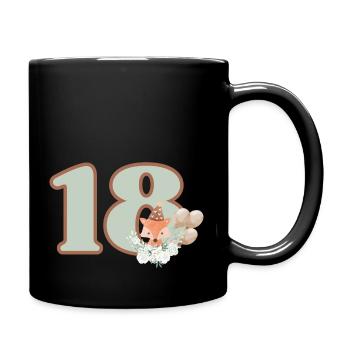 18. Geburtstag Fuchs Blumen - Tasse einfarbig - Schwarz - Rechts