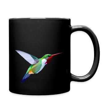 Leuchtend grüner Vogel im Flug, bunte Flügel - Tasse einfarbig - Schwarz - Rechts
