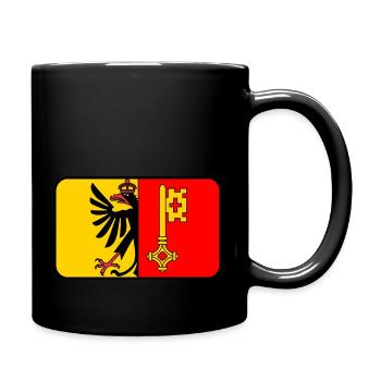 Vignette drapeau ou logo de Genève - Mug uni - noir - Droite