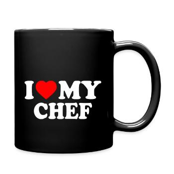 I love my chef - Tasse einfarbig - Schwarz - Rechts