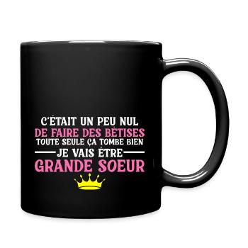 Enfant Future Grande Soeur Drôle Annonce Licorne - Mug uni - noir - Droite