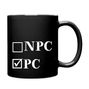 NPC vs PC - lustige Geschenkidee - Jugendsprache - Tasse einfarbig - Schwarz - Rechts