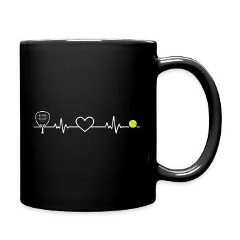 Padel Herzschlag Ball Padel Tennis Geschenk - Tasse einfarbig - Schwarz - Rechts