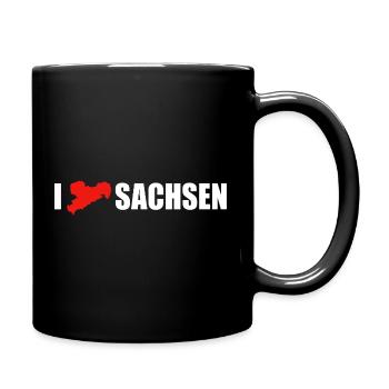 I love Sachsen - Tasse einfarbig - Schwarz - Rechts