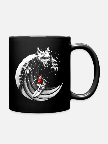 Little Red Surfing Hood - Full Colour Mug - black