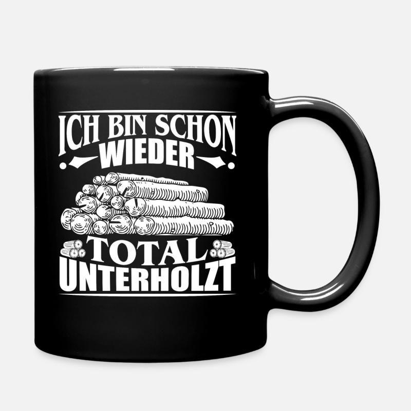HOLZ SÄGE KETTENSÄGE GESCHENK WALD FÖRSTER BERUF - Tasse einfarbig - Schwarz