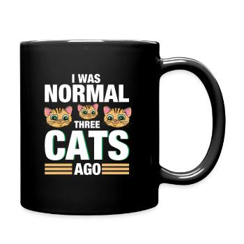 I Was Normal Three Cats Ago - Cat Cats Muster - Full Colour Mug - black - Right