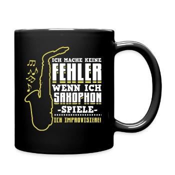 Ich spiele Saxophon - Saxophonspieler Musik Chor - Tasse einfarbig - Schwarz - Rechts