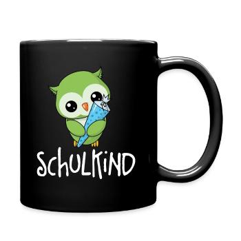 Kleine Eule - Schulkind - Tasse einfarbig - Schwarz - Rechts