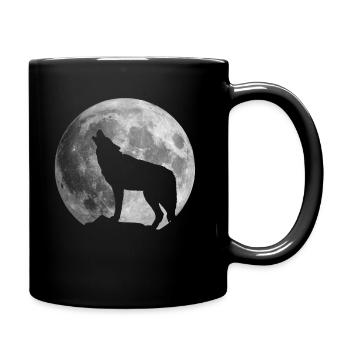 Pleine lune Loup - Mug uni - noir - Droite