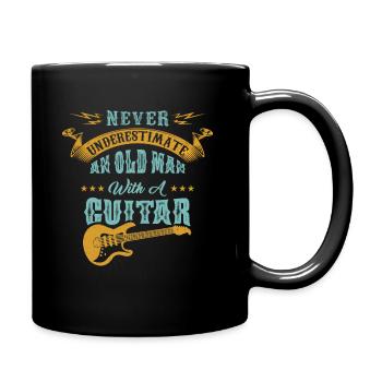 Lustiges alter Mann mit Gitarre Geschenk Musik - Tasse einfarbig - Schwarz - Rechts