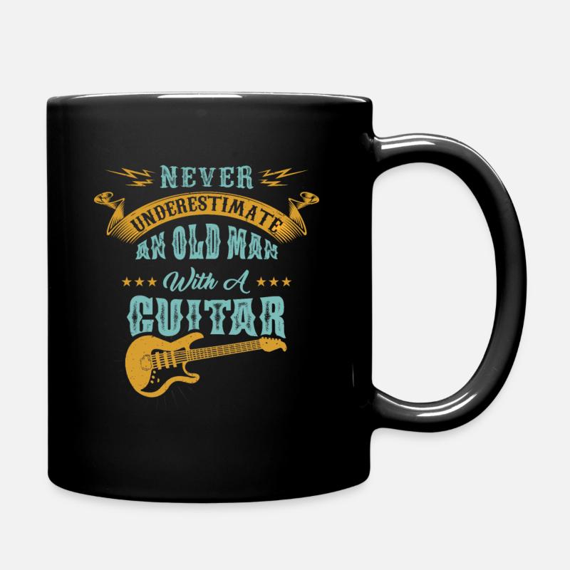 Rolig gammel mand med guitar. Gavemusik - Enfärgad mugg - svart