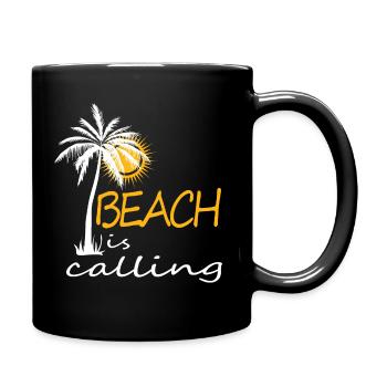Der Strand ruft - Tasse einfarbig - Schwarz - Rechts