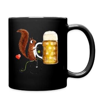 The little croissant with the bike and a beer - Full Colour Mug - black - Right