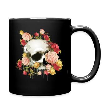 Crâne avec des roses - Mug uni - noir - Droite