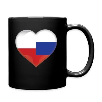 Poland Russia Flag Heart Love Polish Russian - Full Colour Mug - black - Right