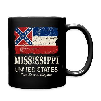 Mississippi Flag - Vintage Look - Tasse einfarbig - Schwarz - Rechts