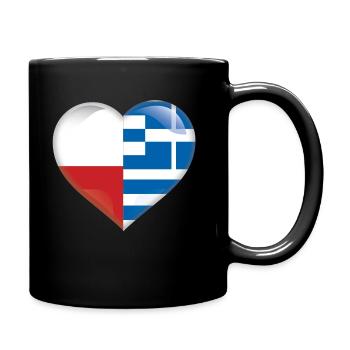 Poland Greece Greek flag flag countries love - Full Colour Mug - black - Right