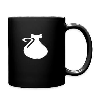 dicke Katze - Tasse einfarbig - Schwarz - Rechts