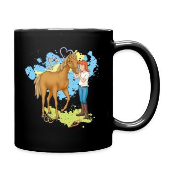 Bibi und Tina 'Tina mit Amadeus' - Tasse einfarbig - Schwarz - Rechts