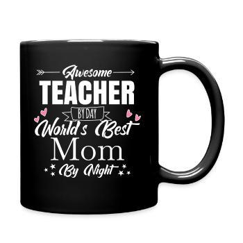 Awesome Teacher Shirt · Worlds Best Mom · Gift - Full Colour Mug - black - Right