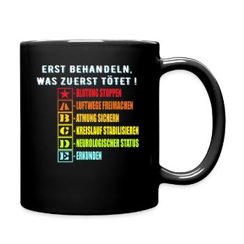 112 ABC Schema,RTW Notfallsanitäter,Shirt deutsch - Tasse einfarbig - Schwarz - Rechts