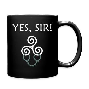 BDSM Yes Sir Triskele Handschellen Sub Geschenk - Tasse einfarbig - Schwarz - Rechts