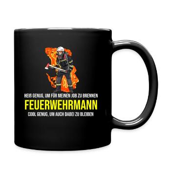 Feuerwehrmann Feuerwehr - Tasse einfarbig - Schwarz - Rechts
