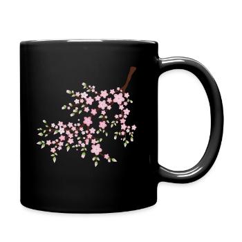 Rosa Blüte - Tasse einfarbig - Schwarz - Rechts