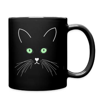 Chat aux yeux verts - Mug uni - noir - Droite