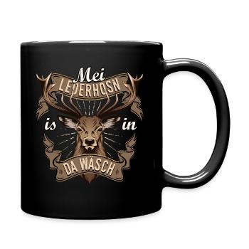 Mei Lederhosn is in da Wäsch Ersatz Lederhose - Tasse einfarbig - Schwarz - Rechts