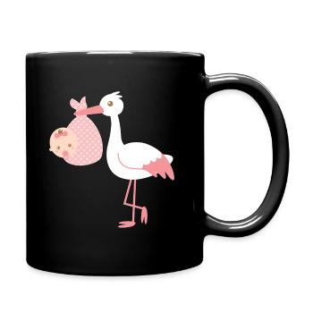 Stork Delivers Baby Girl - Full Colour Mug - black - Right