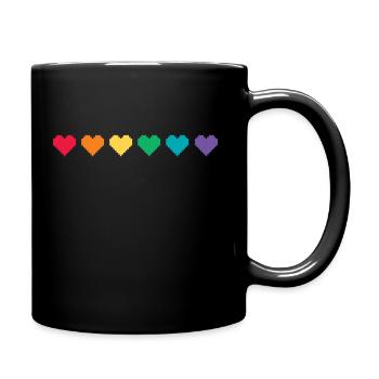 tee shirt LGBT - drapeau lgbt en coeurs pixel art - Mug uni - noir - Droite