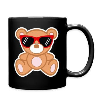 Teddy Cool 😎🐻 - süßer Teddybär mit Sonnenbrille - Tasse einfarbig - Schwarz - Rechts